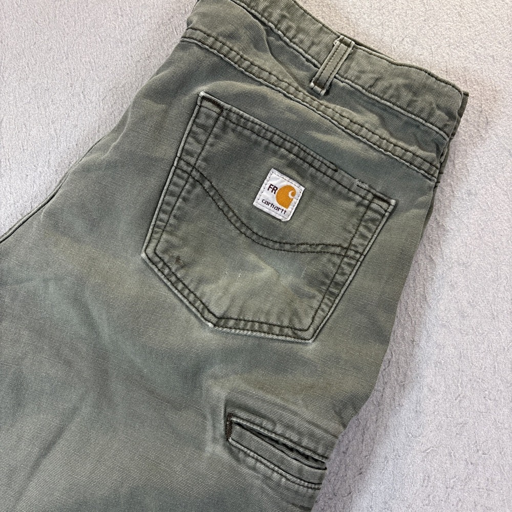 Carhartt Men's Green Straight Fit Denim Jeans 5-Pocket Logo 38X34
